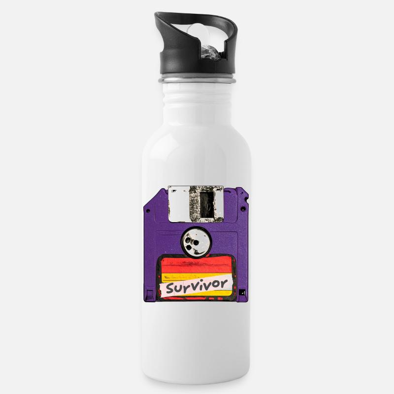 Cassette survivante - Gourde avec paille intégrée - blanc