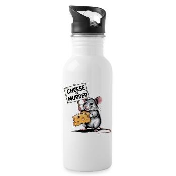 Cheese Is Murder Mouse - Water bottle with straw - white - Right