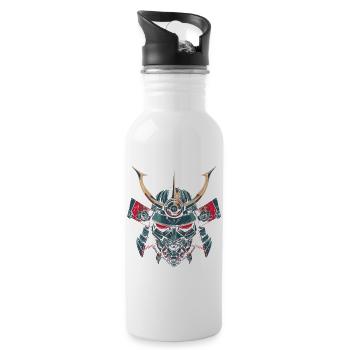 Mech-Samurai - Trinkflasche mit integriertem Trinkhalm - Weiß - Rechts