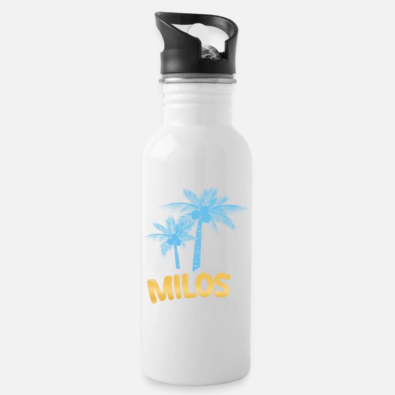 Milos Milos - Trinkflasche mit integriertem Trinkhalm - Weiß