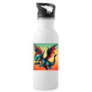 Drache - Trinkflasche mit integriertem Trinkhalm - Weiß - Rechts