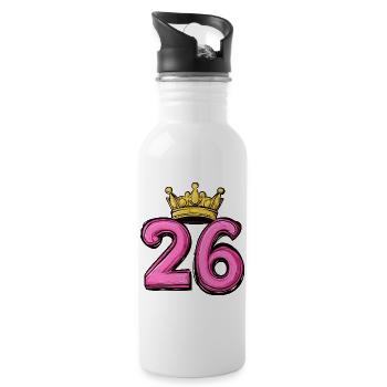 26 Zahl Krone - Trinkflasche mit integriertem Trinkhalm - Weiß - Rechts