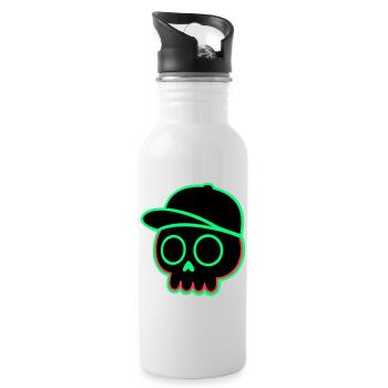 Neon Schädel Cap - Trinkflasche mit integriertem Trinkhalm - Weiß - Rechts
