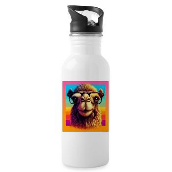 Kamel - Trinkflasche mit integriertem Trinkhalm - Weiß - Rechts