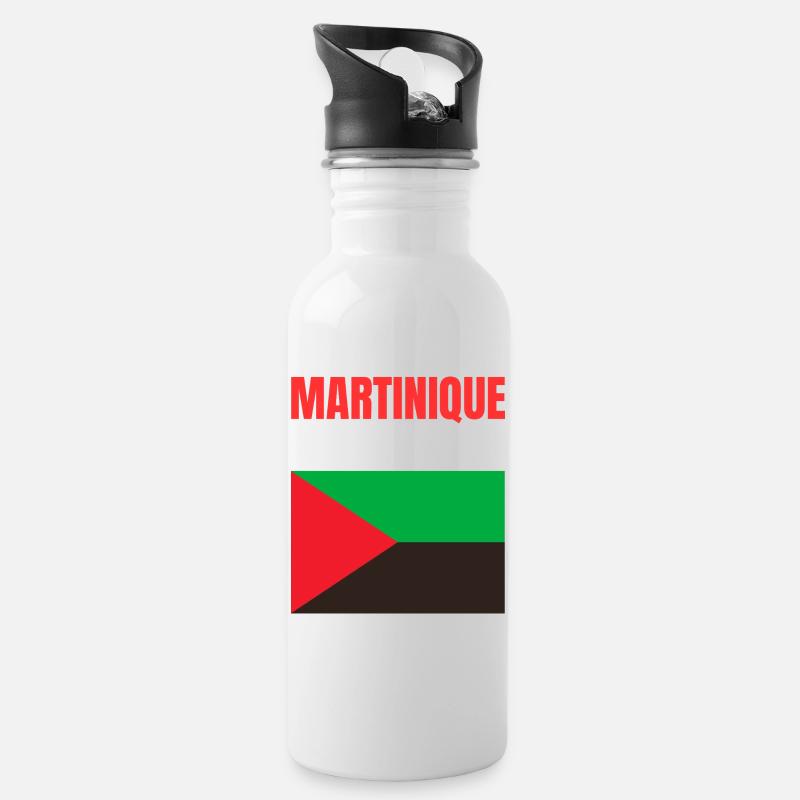 T-shirt drapeau Martinique Antilles - Gourde avec paille intégrée - blanc