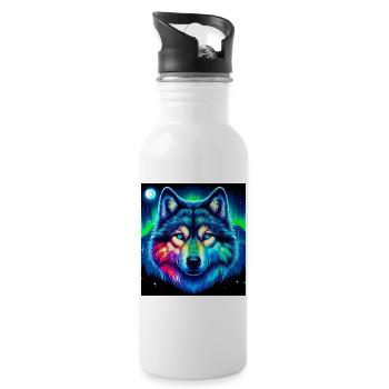 Wolf - Water bottle with straw - white - Right