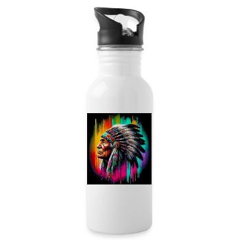 American Indian American - Water bottle with straw - white - Right