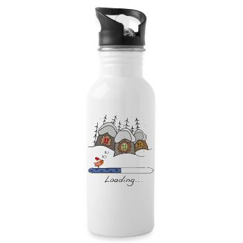Christmas Time Loading - Water bottle with straw - white - Right