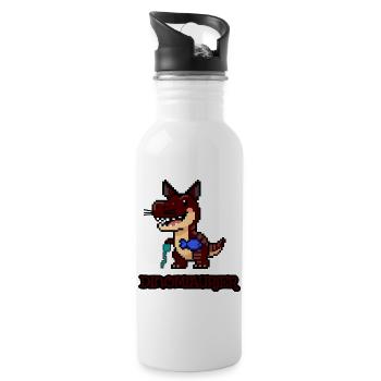 DinoMIAUrier - Pixel Art Dinosaurier als Katze! 🐈 - Trinkflasche mit integriertem Trinkhalm - Weiß - Rechts