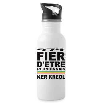 974 Ker Kreol Proud and Culture - Water bottle with straw - white - Right