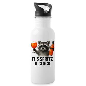 It's Spritz O'Clock Waschbär Party Geschenkidee - Trinkflasche mit integriertem Trinkhalm - Weiß - Rechts