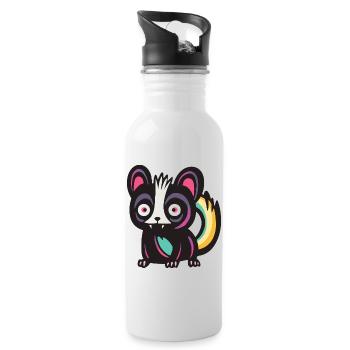 Skunk Halloween Bande dessinée drôle - Gourde avec paille intégrée - blanc - Droite