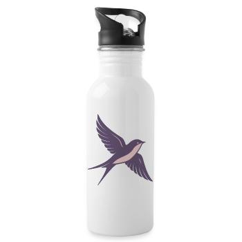 Pastel purple hummingbird slender wings - Water bottle with straw - white - Right