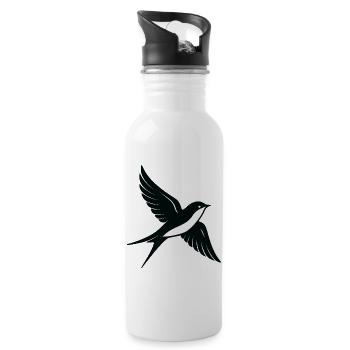 Purple Swallow in Minimalist Flight - Water bottle with straw - white - Right