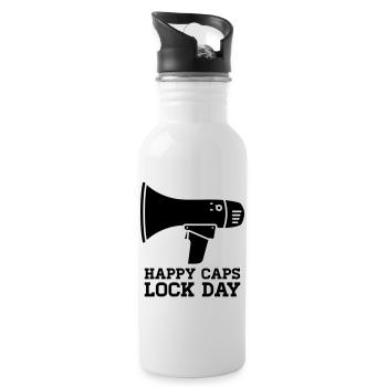 Megafon Happy Caps Lock Day Nerd  - Trinkflasche mit integriertem Trinkhalm - Weiß - Rechts