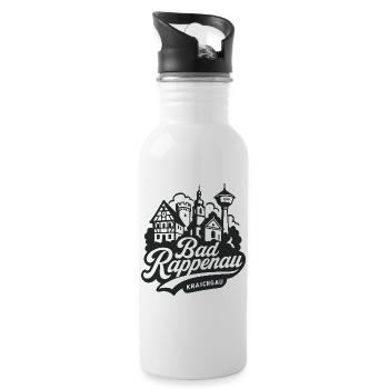 Bad Rappenau Skyline Handlettering Design - Trinkflasche mit integriertem Trinkhalm - Weiß - Rechts