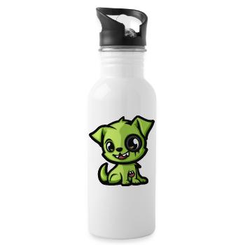 Hund Halloween Zombie Comic - Trinkflasche mit integriertem Trinkhalm - Weiß - Rechts