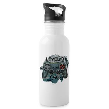 Level 9 Frei Gamepad Army Militärdesign Tarnfleck - Trinkflasche mit integriertem Trinkhalm - Weiß - Rechts