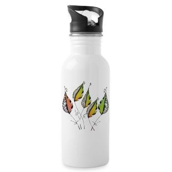 leaves - Water bottle with straw - white - Right