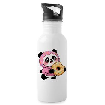 Funny Panda with Donut Halloween Candy - Water bottle with straw - white - Right