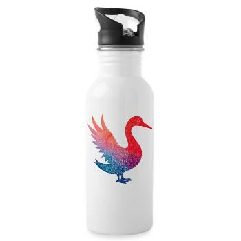Buntes Flamingo-Blumenmuster - Trinkflasche mit integriertem Trinkhalm - Weiß - Rechts