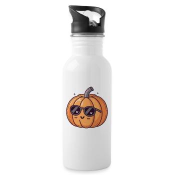 Smiling pumpkin in glasses - Water bottle with straw - white - Right