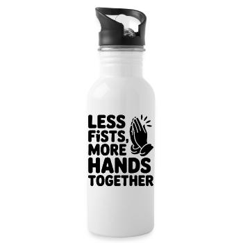 Less Fists More Hands Together Prayer - Water bottle with straw - white - Right