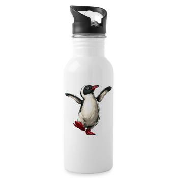 Pingouin joyeux :) - Gourde avec paille intégrée - blanc - Droite