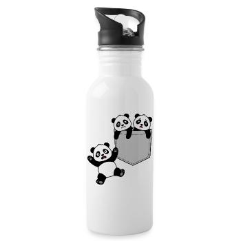 Panda Rescue Fall Pocket - Water bottle with straw - white - Right