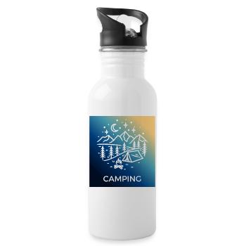 Night Forest Camping Camping - Water bottle with straw - white - Right