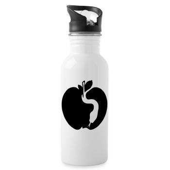 Snake & Apple - Water bottle with straw - white - Right