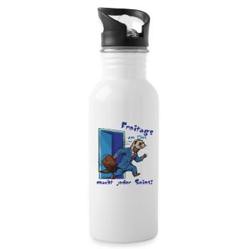 Furet du vendredi en costume. Enfin le week-end ! - Gourde avec paille intégrée - blanc - Droite