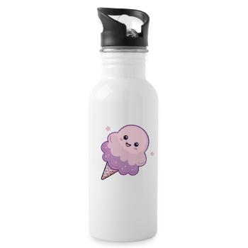 Pastelllila Kawaii Eis - Trinkflasche mit integriertem Trinkhalm - Weiß - Rechts
