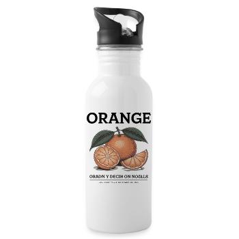 Vintage Orange - Water bottle with straw - white - Right