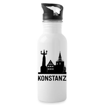 konstanz bodensee silhouette - Trinkflasche mit integriertem Trinkhalm - Weiß - Rechts