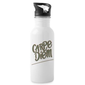 Carpe Diem - Trinkflasche mit integriertem Trinkhalm - Weiß - Rechts
