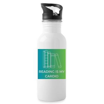 Lesen ist mein Cardio - Trinkflasche mit integriertem Trinkhalm - Weiß - Rechts