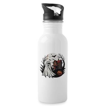 Ghost and Haunted House Night - Water bottle with straw - white - Right