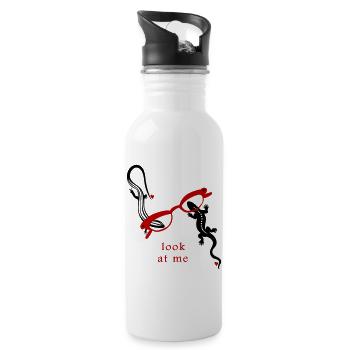 Eidechsen mit Brille Look at Me - Trinkflasche mit integriertem Trinkhalm - Weiß - Rechts