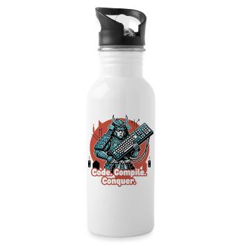 Code Battle Samurai with Keyboard - Water bottle with straw - white - Right