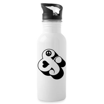 Dampersand & – Funky Swag Paix et Symbole Design - Gourde avec paille intégrée - blanc - Droite