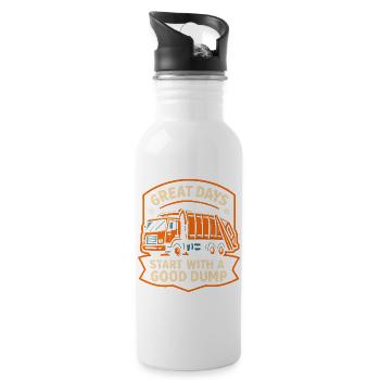 Great days start with a good garbage truck - Water bottle with straw - white - Right