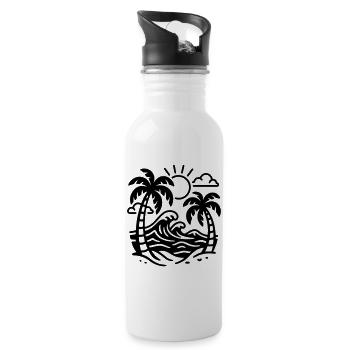 Urlaub - Trinkflasche mit integriertem Trinkhalm - Weiß - Rechts