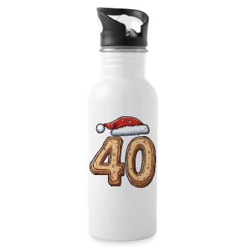 40 Number Biscuit Christmas - Water bottle with straw - white - Right