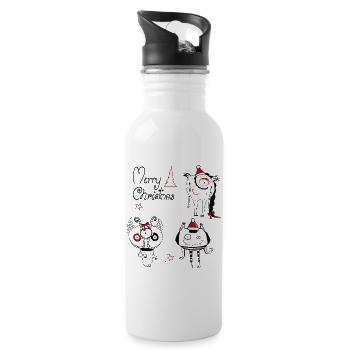 Weihnachtliche  Monster - Trinkflasche mit integriertem Trinkhalm - Weiß - Rechts