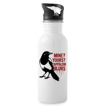Magpie against capitalism - Water bottle with straw - white - Right