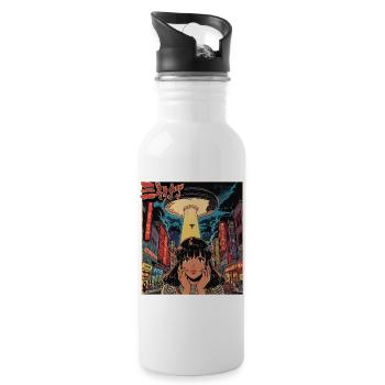 Manga UFO Invasion Neon Stadt  - Trinkflasche mit integriertem Trinkhalm - Weiß - Rechts