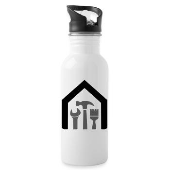 Haus & Handwerk – Hammer Schraubenschlüssel Pinsel - Trinkflasche mit integriertem Trinkhalm - Weiß - Rechts