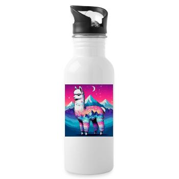 Alpaka - Trinkflasche mit integriertem Trinkhalm - Weiß - Rechts