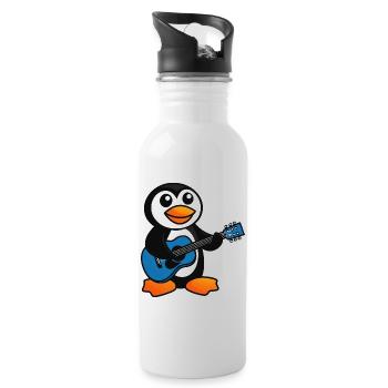 pingouin drôle avec guitare musicien de dessin animé - Gourde avec paille intégrée - blanc - Droite